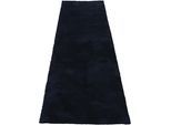 Hochflor-Teppich CARPETFINE "Silky, auch als Läufer erhältlich", blau, B:75cm H:20mm L:240cm, Mikropolyester, Teppiche, Shaggy, Langflor, uni, besonders weich, Handarbeit