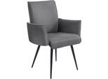 Armlehnstuhl K+W KOMFORT & WOHNEN "Giacomo I", grau (asphalt, schwarz), B:63cm H:91cm T:60cm, Stühle, Armlehnstuhl, 4- Fuß-Armlehnenstuhl mit umlaufenden 4mm Keder am Rücken und Sitz