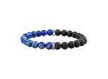 Armband CAÏ "Lapis & Onyx 21cm", blau, Armbänder, Herren, 21cm, Edelstahl, glänzend, matt, Armband
