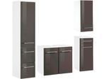 Badmöbel-Set WELLTIME "Venedig", grau (weiß, grau), Kastenmöbel-Sets, Badmöbel-Set, Waschbeckenunterschrank (Breite 50 cm), Hängeschrank, Unterschrank