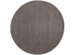 Wollteppich CARPETFINE "Gabbeh Lola Uni", grau, H:14mm Ø:100cm, Wolle, Teppiche, mit natürlichem Pflanzenmaterial von Hand gewebt, auch als Läufer