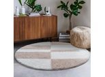 Hochflor-Teppich SANAT "Milano 1254", beige, H:30mm Ø:150cm, Kunstfaser, Teppiche, Hochflor, Wohnzimmer, Schlafzimmer, fußbodenheizungsgeeignet