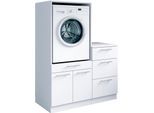 Mehrzweckschrank-Set LAUNDREEZY "Laundreezy, 2-tlg. Mehrzweckschrank-Set B/H/T 118/162/68 cm", weiß matt, B:118cm H:162cm T:68cm, Holzwerkstoff, Kastenmöbel-Sets, Breite 118 cm, Soft-Close-Funktion, höhenverstellbare Füße