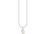 Kette mit Anhänger THOMAS SABO "Perle" Gr. 45, bunt (silberfarben, weiß), Halsketten, Damen, 45, Perlen Silber 925 (recycelt), Perlen, Silber 925 (recycelt), mit Süßwasserzuchtperle