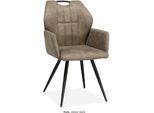 Esszimmerstuhl OMG DESIGN "Puck", taupe, schwarz, taupe, B:57cm H:89,5cm T:61,5cm, Polyester, Stühle, Esszimmerstuhl, Esszimmerstuhl, pflegeleichter Bezug
