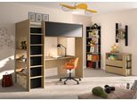 Schlafzimmer-Set GAMI "Set 4 tgl Nael", braun (natur), Rockwood Eiche / Schwarz + ohne Matratze, B/H: 90cm x 200cm, Rockwood Eiche / Schwarz, Schlafzimmermöbel-Sets, Ein multifunktionales Zimmer