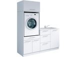Mehrzweckschrank-Set LAUNDREEZY "Laundreezy, 4-tlg. Mehrzweckschrank-Set B/H/T 168/200/68 cm", weiß matt, B:168cm H:200cm T:68cm, Holzwerkstoff, Kastenmöbel-Sets, Breite 168 cm, Soft-Close-Funktion, höhenverstellbare Füße