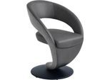 Drehstuhl K+W KOMFORT & WOHNEN "Wave", grau (asphalt 88, grau 84, schwarz), B:62cm H:86cm T:61cm, Stühle, Drehstuhl, Design-Drehstuhl, Drehteller in Metall schwarz, Farbkombination