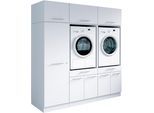 Mehrzweckschrank-Set LAUNDREEZY "Laundreezy, 6-tlg. Mehrzweckschrank-Set B/H/T 186/200/68 cm", weiß matt, B:186cm H:200cm T:68cm, Holzwerkstoff, Kastenmöbel-Sets, Breite 186 cm, Soft-Close-Funktion, höhenverstellbare Füße