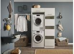 Mehrzweckschrank-Set LAUNDREEZY "LAUNDREEZY LDLK1", weiß, B:117,5cm H:200cm T:67,5cm, Holzwerkstoff, Kastenmöbel-Sets, Breite 117,5 cm, Softclose, höhenverstellbare Füße