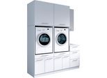 Mehrzweckschrank-Set LAUNDREEZY "Laundreezy, 6-tlg. Mehrzweckschrank-Set B/H/T 186/238/68 cm", weiß matt, B:186cm H:238cm T:68cm, Holzwerkstoff, Kastenmöbel-Sets, Breite 186 cm, Soft-Close-Funktion, höhenverstellbare Füße