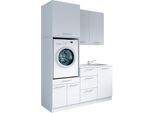Mehrzweckschrank-Set LAUNDREEZY "Laundreezy, 6-tlg. Mehrzweckschrank-Set B/H/T 168/238/68 cm", weiß matt, B:168cm H:238cm T:68cm, Holzwerkstoff, Kastenmöbel-Sets, Breite 168 cm, Soft-Close-Funktion, höhenverstellbare Füße