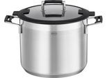 Gemüsetopf RÖSLE "SILENCE PRO", silber (silberfarben, schwarz), B:25cm H:12,1cm L:34cm Ø:24cm, Töpfe, Gemüsetopf, Suppentopf mit Innenskalierung, 8,7 l, Ø 24 cm, Induktion