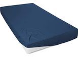Spannbettlaken PRIMERA "Mako-Feinjersey Spannbetttuch", blau (marine), B:90cm L:200cm, Mako-Jersey, Obermaterial: 100% Baumwolle, Bettlaken, Spannbettlaken, Geeignet für Standardmatratzen bis 22 cm, 100% Baumwolle