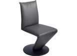 Drehstuhl K+W KOMFORT & WOHNEN "Drive", grau (asphalt 88, drehteller in metall schwarz struktur), B:52cm H:94cm T:63cm, Cloud: Nappaleder pigmentiert, Glattleder, 0, 9/1, 1mm, elegantes Leder mit Wolkung und weichen Griff, Stühle, Drehstuhl Esszimmerstuhl, Stuhl mit federnder Sitzschale, Drehteller in Metall schwarz Struktur
