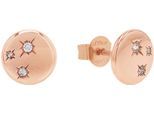 Paar Ohrstecker S.OLIVER "Stern", gold (roségoldfarben, weiß, weiß), Ohrringe, Damen, 9mm, Silber 925 (Sterlingsilber), mit Zirkonia (synth.)