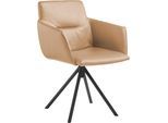 Polsterstuhl MUSTERRING "JustB SP500", beige (biskuit), 1 Stk., Longlife Xtra-Leder Z69, drehbar, Stühle, Polsterstuhl, mit Armlehne, wahlweise mit Drehfunktion, Stativgestell in schwarz