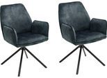Esszimmerstuhl MCA FURNITURE "Ottawa mit Armlehne", blau (petrol, metall schwarz matt lackiert, petrol), B:60cm H:89cm T:64cm, 100% Polyester, Stühle, Esszimmerstuhl, Vintage Veloursoptik mit Keder, Stuhl belastbar bis 120 Kg