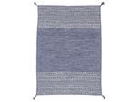 Teppich CARPETFINE "Kelim Azizi, auch als Läufer erhältlich" Gr. 3, blau, B:120cm H:5mm L:170cm, Baumwolle, Teppiche, Teppich, handgewebt, Baumwolle, Wendeteppich mit Fransen, Fleckerl, Wohnzimmer