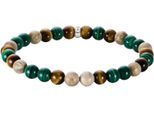 Armband THOMAS SABO "Bead Armband" Gr. 21, silber (silberfarben, grün, natur, braun, grün, natur, braun), Armbänder, Damen, 21, Silber 925 (recycelt), Armband, mit Malachit, Tigerauge, Jaspis