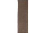 Wollteppich CARPETFINE "Gabbeh Lola Uni", grau (taupe), B:75cm H:14mm L:200cm, Wolle, Teppiche, mit natürlichem Pflanzenmaterial von Hand gewebt, auch in Rund