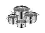 WMF Kochtopfset , Edelstahlfarben , Metall , 4-teilig , 16 cm,20 cm,16 cm , 1,9 l,3,3 l,5,7 l,1,5 l , backofengeeignet, breiter Schüttrand,backofengeeignet , Kochgeschirr, Töpfe, Topfsets