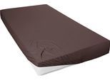 Spannbettlaken PRIMERA "Mako-Feinjersey Spannbetttuch", braun (dunkelbraun), B:90cm L:200cm, Mako-Jersey, Obermaterial: 100% Baumwolle, Bettlaken, Spannbettlaken, Geeignet für Standardmatratzen bis 22 cm, 100% Baumwolle