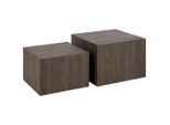 Couchtischset, Dunkelbraun, Holzwerkstoff, 2-teilig, quadratisch, 58x40x50 cm, Wohnzimmer, Wohnzimmertische, Satztische