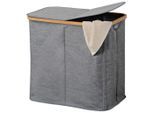 Kesper Wäschesack , Grau , Holz, Kunststoff , Bambus , 50x33x54.50 cm , FSC , reissfest, strapazierfähig , Haushalt & Kleinelektro, Wäschepflege, Wäschekörbe & Tonnen