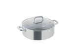Berndes Servierpfanne Tricion Resist B.nature, poliert, Metall, 5.5 L, rund, energiesparend, PTFE-frei, backofengeeignet, hitzebeständige Griffe, Kochen, Pfannen, Servierpfannen