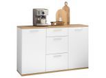 Mid.you Sideboard, Weiß, Eiche Artisan, Kunststoff, 2 Fächer, 3 Schublade(n) Schubladen, 135x86x38 cm, Beimöbel erhältlich, Wohnzimmer, Kommoden & Sideboards, Sideboards