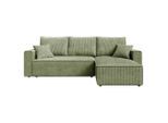 Carryhome Ecksofa, Salbeigrün, Kunststoff, 3-Sitzer, Füllung: Schaumstoffflocken,Schaumstoffflocken, Ottomane rechts, seitenverkehrt montierbar, L-Form, 232x143 cm, Liegefunktion, Schlafen auf Sitzhöhe, Rücken echt, haustierfreundlicher Bezug, Wohnzimmer, Sofas & Couches, Wohnlandschaften, Ecksofas