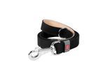 Waudog natural leather dog leash 20 mm wide 122 cm long Black