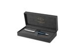 Parker Sonnet Kugelschreiber | Premium Metal & Blue Satinierung mit Chromverkleidung | Medium Spitze mit schwarzer Tinte Nachfüllen | Geschenkbox