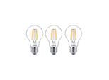 Philips LED-Lampe Classic Standard 4,3W/827 (40W) Clear 3-pack E27