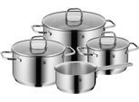 Topf-Set WMF "Inspiration Induktion, Kochtopf Set mit Glasdeckel", silber (edelstahlfarben), Töpfe, für alle Herdarten geeignet, unbeschichtet, pflegeleicht, robust