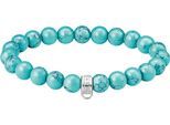 Charm-Armband THOMAS SABO "Charm Club: Bead-Armband imitierter Türkis" Gr. 19, bunt (silberfarben, blau, blau), Armbänder, Damen, 19, Silber 925 (recycelt), Charm-Armband, mit Türkis-Imitat