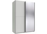 Kleiderschrank WIMEX "Mugano, B/T/H 135 oder 180/65/198cm, Made in Germany", weiß (weiß, griffe alufarben), B:135cm H:198cm T:65cm, Holzwerkstoff, Schränke, Kleiderschrank, 2 Schwebetüren mit oder ohne Spiegel, Metallgriffe
