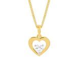Kette mit Anhänger AMOR "Schmuck Geschenk Halskette Herz LIEBE", gold (gelbgoldfarben, weiß), Halsketten, Damen, Gelbgold 375, mit Zirkonia (synth.)