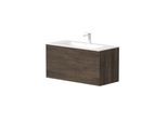 Waschtisch WELLTIME "Gama", braun oak, B:101cm H:50cm T:46cm, Waschtische, Waschtisch, inklusive Waschbecken, mit Push-to-Open-Funktion, FSC zertifiziert