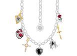 Kette mit Anhänger THOMAS SABO "True Romance" Gr. 45, bunt (silberfarben, gelbgoldfarben, weiß, schwarz, rot), Halsketten, Damen, 45, Perlen Silber 925 (recycelt), B: 14mm, Perlen, Silber 925 (recycelt), mit Zirkonia (synth.), Saphir (synth.) - mit Süßwasserzuchtperle, B:14mm