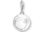Charm-Einhänger THOMAS SABO "Pusteblume WISHES COME TRUE", bunt (silberfarben, weiß, weiß), Charms, Damen, Silber 925 (recycelt), mit Zirkonia (synth.)