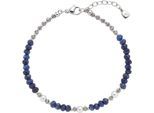Armband LEONARDO "Anjana", weiß (edelstahlfarben, blau, grau, weiß, blau), Armbänder, Damen, 21,5cm, Edelstahl Perlen, Edelstahl, Perlen, Armband, mit Sodalith - mit Glasperle, Perle (imitiert)