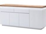 Sideboard MCA FURNITURE "Romina", weiß (weiß matt), B:175cm H:81cm T:40cm, MDF, Massivholz, Sideboards, Sideboard, mit LED Beleuchtung weiß dimmbar, inkl. Fernbedienung