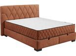 Boxbett ED EXCITING DESIGN "Nagol", braun (cognac), B:185cm L:214cm, 100% Polyester, Komplettbetten, mit Bettkasten, mit Wendematratze, erhältlich in verschiedenen Breiten