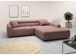 Ecksofa 3C CANDY "Denver auch mit Cord- und Easy care-Bezug, Kopfteilverstellung L-Form", rosa (altrosa), B:258cm H:68cm T:217cm, 95% Polyester, 5% Nylon, Sofas, Ecksofa, wahlweise. mit motorischer Sitztiefenverstellung