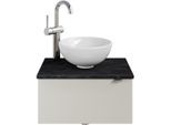 Waschtisch SAPHIR "Serie 6915 Waschschale mit Unterschrank für Gästebad, Gäste WC", beige (kaschmir matt, schiefer, kaschmir matt touch), B:51cm H:39,8cm T:35cm, Waschtische, Waschtisch, 51 cm mit Keramik-Aufsatzbecken und 1 Tür