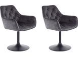 Esszimmerstuhl HELA "BIRTE", grau (anthrazit, schwarz), B:49cm H:83cm T:62cm, Stoff, Stühle, Barhocker Esszimmerstuhl, Drehfunktion, als Einzelstuhl oder im 2er-Set