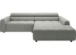 Ecksofa 3C CANDY "Denver auch mit Cord- und Easy care-Bezug, Kopfteilverstellung L-Form", silber, B:258cm H:68cm T:217cm, 96% Polyester, 4% Polyacryl, Sofas, Ecksofa, wahlweise. mit motorischer Sitztiefenverstellung