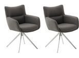 4-Fußstuhl MCA FURNITURE "LIMONE", grau (anthrazit, edelstahl gebürstet, anthrazit), B:61cm H:88cm T:63cm, Leder, Stühle, (Set, 2 Stck), 360 drehbar, Belastbarkeit 120 kg, Sitzhöhe ca. 49 cm